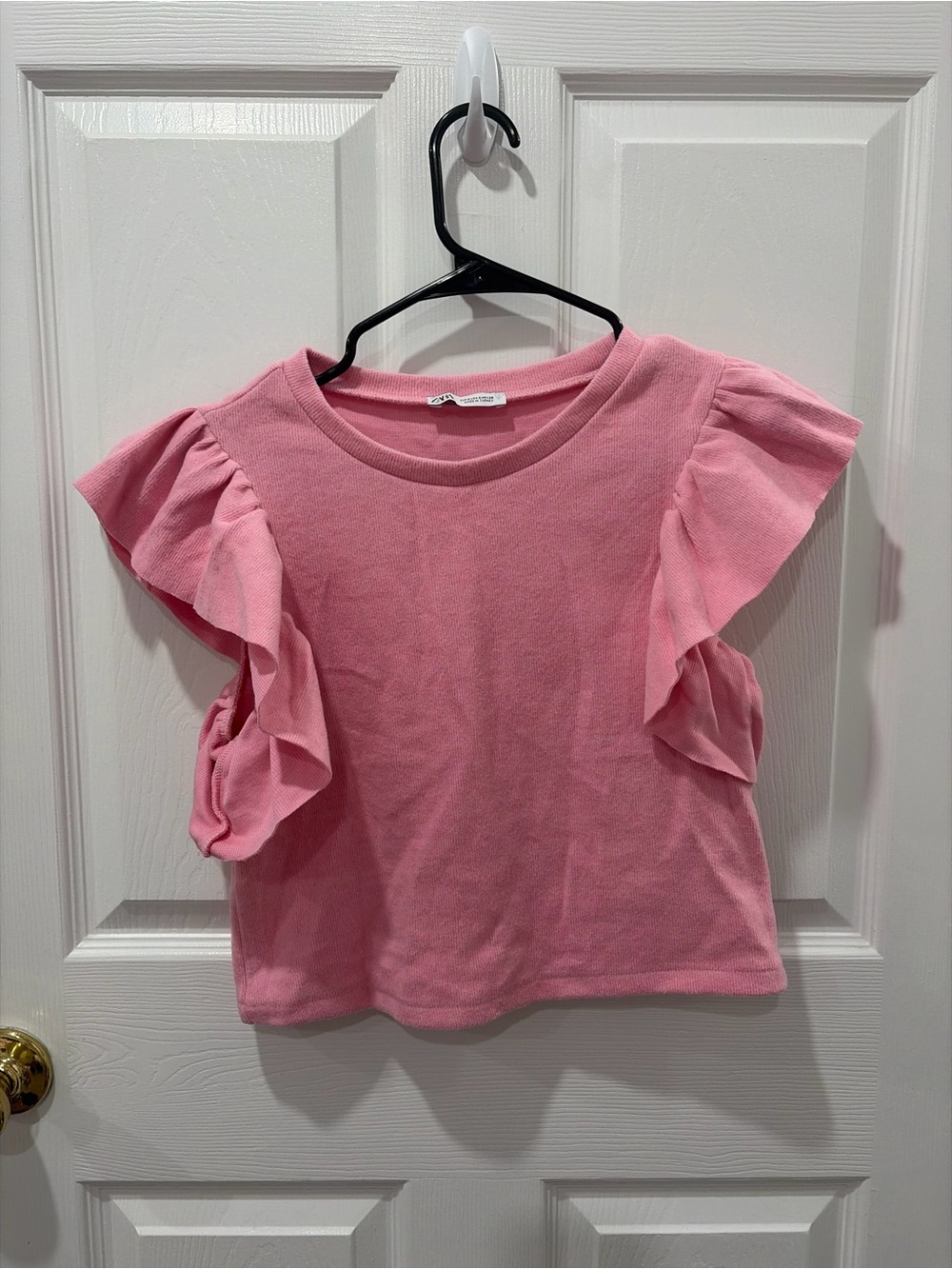 Zara Pink Ruffle Sleeve Top